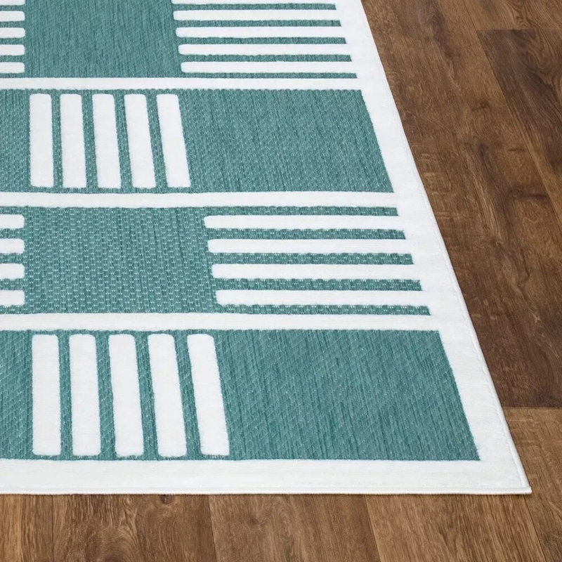 Modern Non-Slip Area Rugs – Emerald Cream – Living Room, Hallway Runner, Kitchen & Door Mat – Multiple Sizes