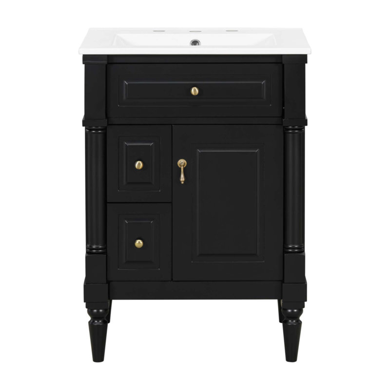 Meuble-lavabo 24 po avec lavabo, Noir