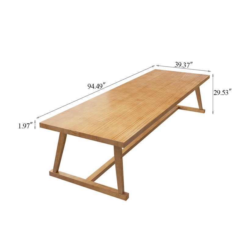 Table basse 94,49 "moderne et simple en bois massif brun, H 29,53 po x L 94,49 po x l 39,37 po