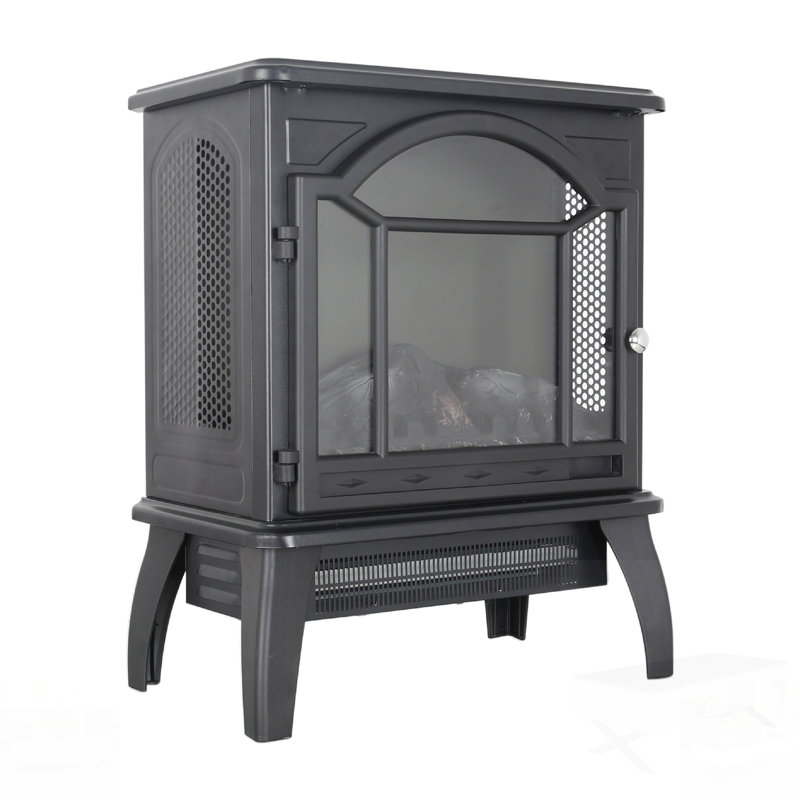 Foyer électrique à quartz infrarouge 3D avec télécommande, parfait pour un chauffage confortable et écoénergétique, Gris
