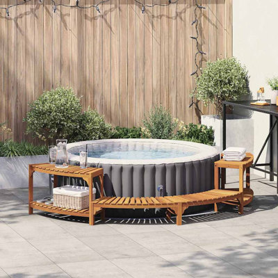 vidaXL Hot Tub Surround Half-Round Brown 107.09 x 47.24 x 21.85 in