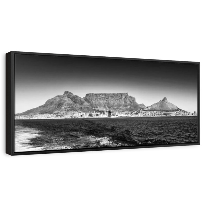 Table Table - Cape Town - noir et blanc, Cadre flottant noir, 37 po x 13 po