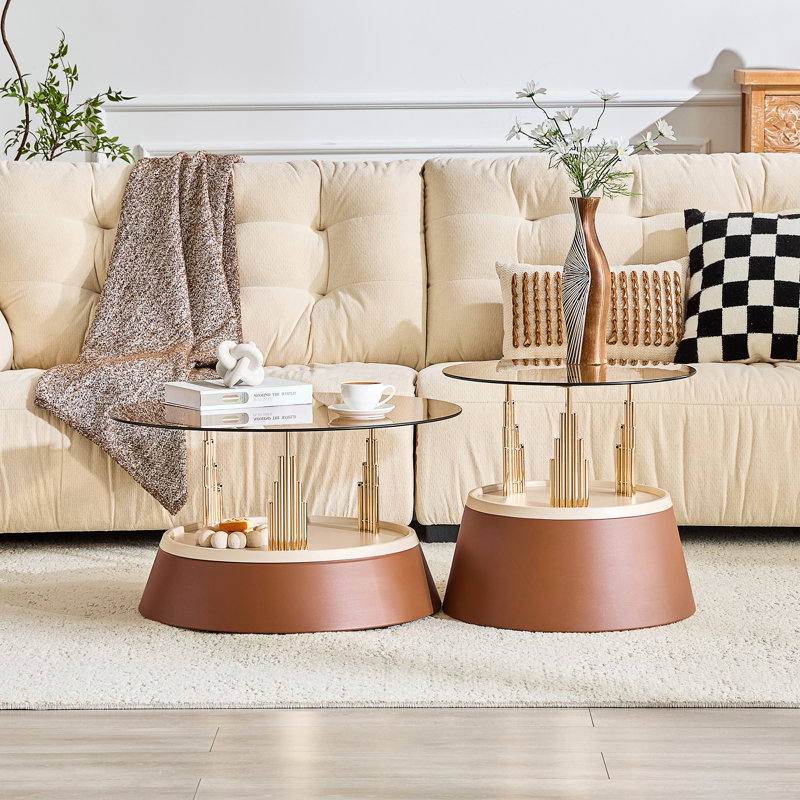 ensemble de tables basses gigognes, Brown / Gold