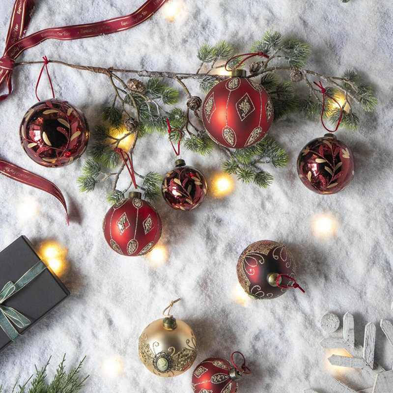 Boule de Noël décorative en forme de boule suspendue en verre D3.9 ", ensemble de 6, pour des décorations de fêtes