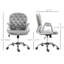 Fauteuil de bureau en velours gris pâle avec capitonnage à boutons cristal et siège pivotant réglable pour espace de travail à domicile