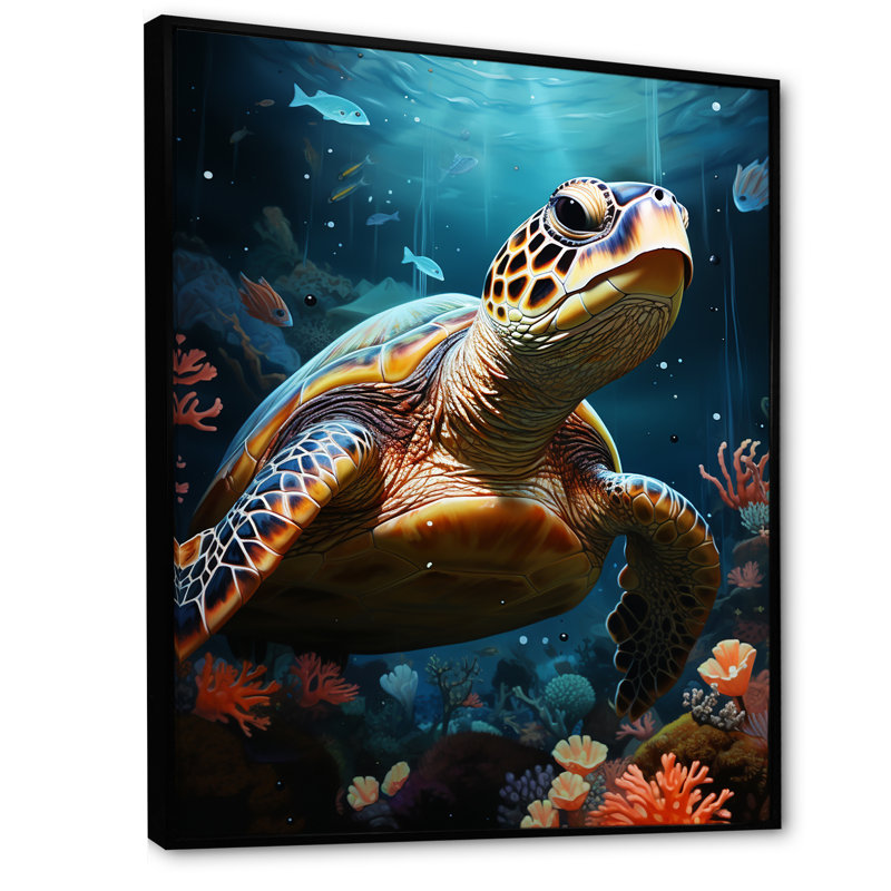 «Whimsical Ocean Explorer», reproduction sur toile, Cadre flottant noir, H 40 po x l 30 po x P 1,5 po