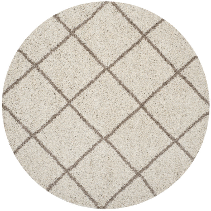Darrold Shag Performance Geometric Rug, Ivory/Gray, Rectangle 8' x 10', Ultra Plush 1.81"
