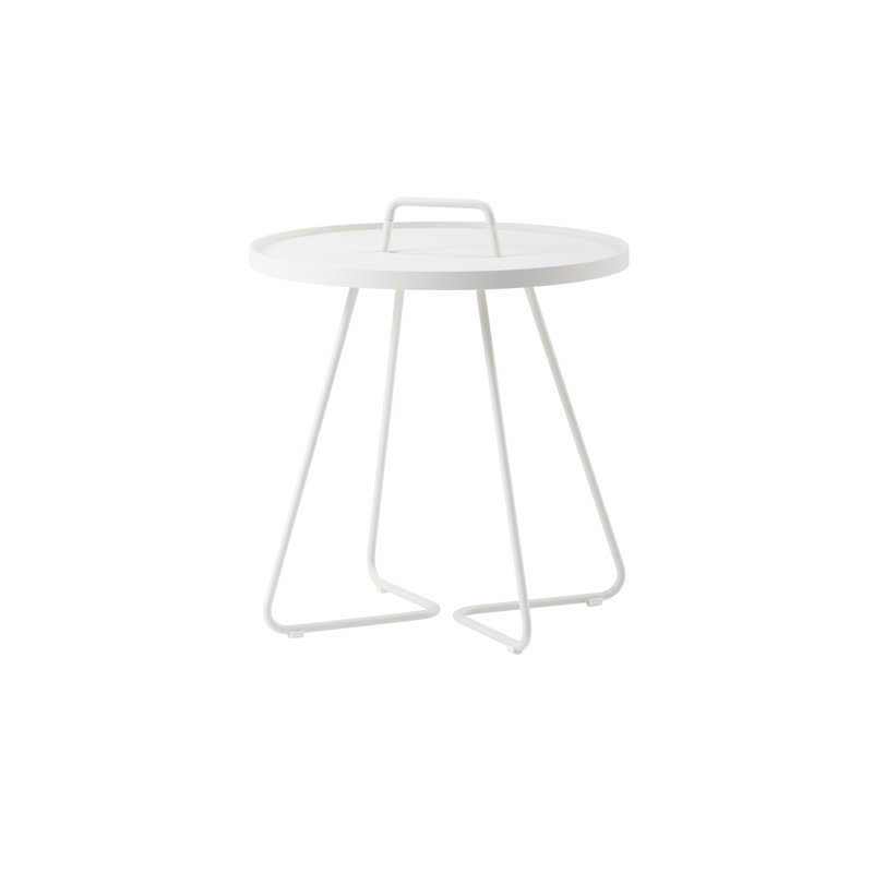 On-the-Move Outdoor Round Side Table, 17.4", White