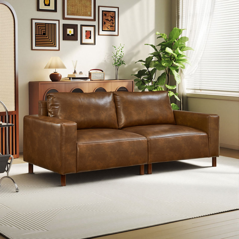 78.5" W Upholstered Loveseat for Living Room,Apartment, Brown, 78.5"