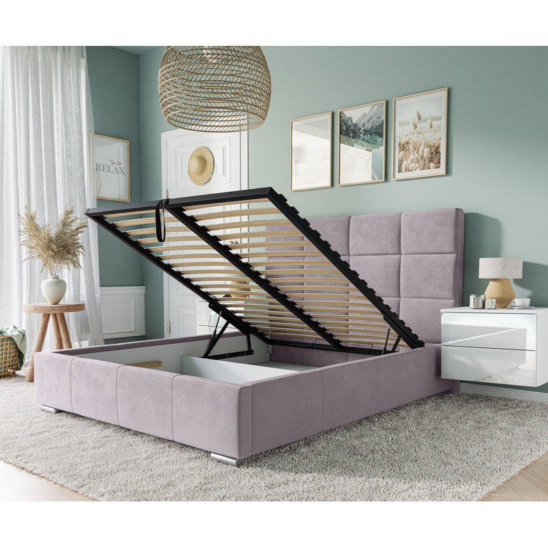 Bed Lemuel with Storage, 140cm x 200cm, Light Purple