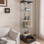 Vitrine moderne en verre trempé à 4 tablettes avec lumières DEL et tiroir - noir-1520702469