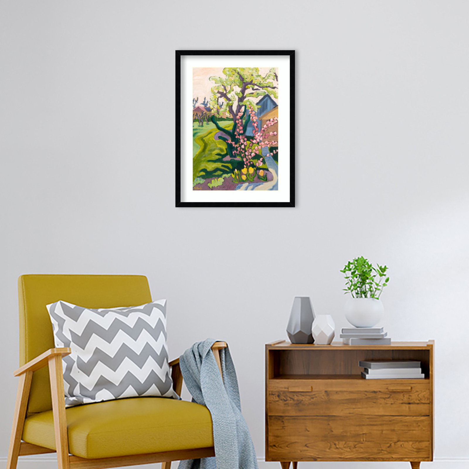 Fayra Garden In Dusk Light Framed On Paper by Fayra Print, Black, 25" H x 19" W x 1" D