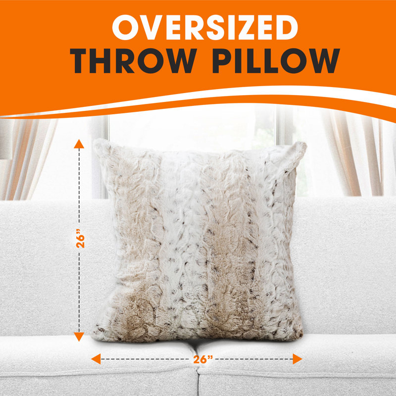 Square Faux Fur Pillow Cover & Insert, Snow Lepoard, 26x26