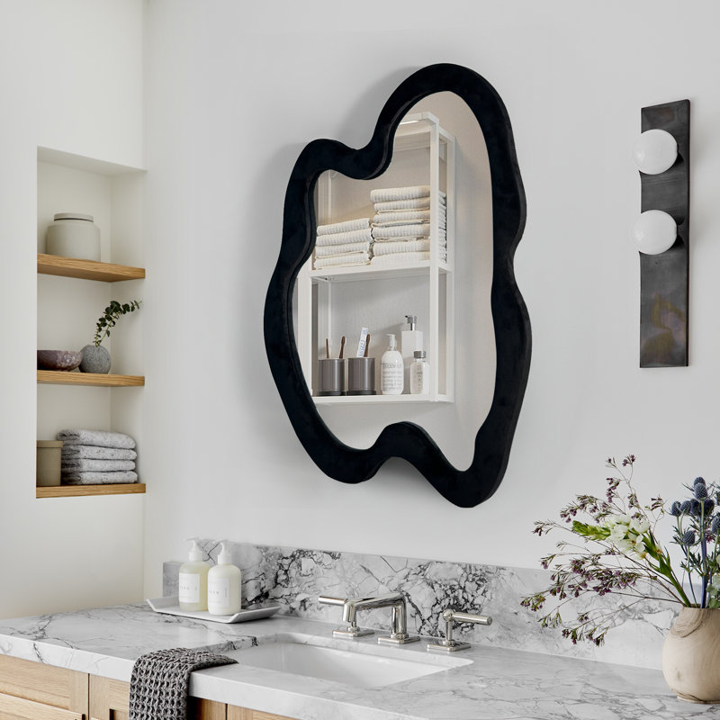Gotthold Asymmetrical Wall Mirror, 24" x 32", Black