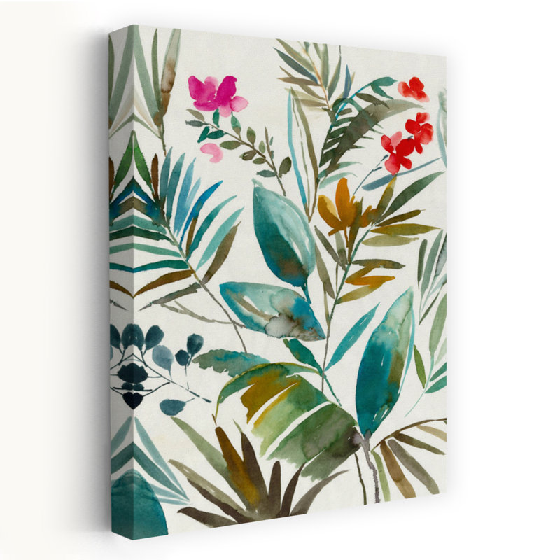 Art tropical tropical délicat avec palmiers, H 60 po x l 40 po