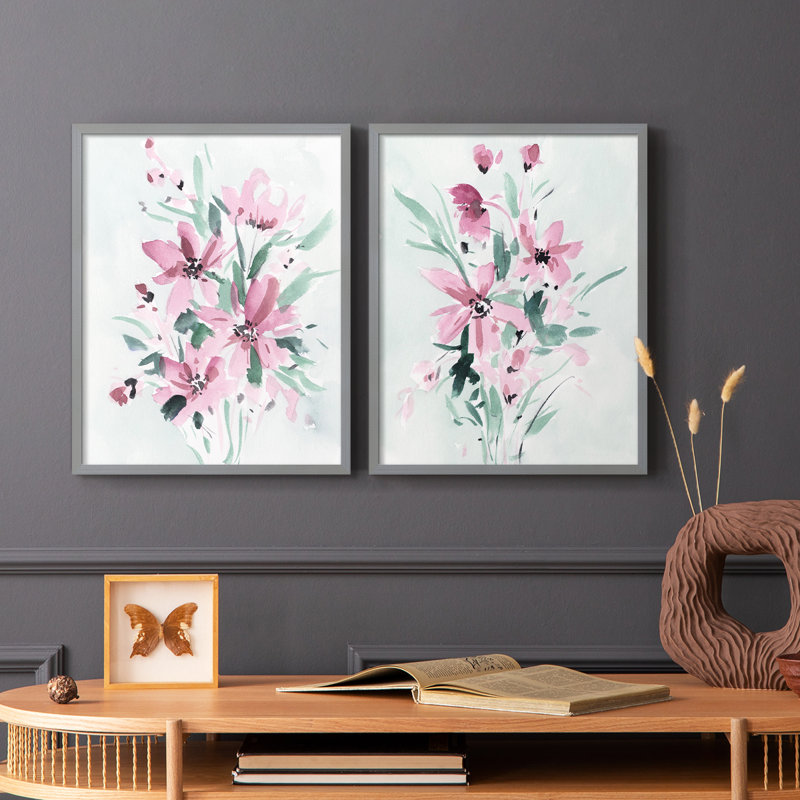 Reproduction encadrée Posy Blooms I-Premium - prête à être accrochée - aucun clou requis - aucun clou requis, Vert