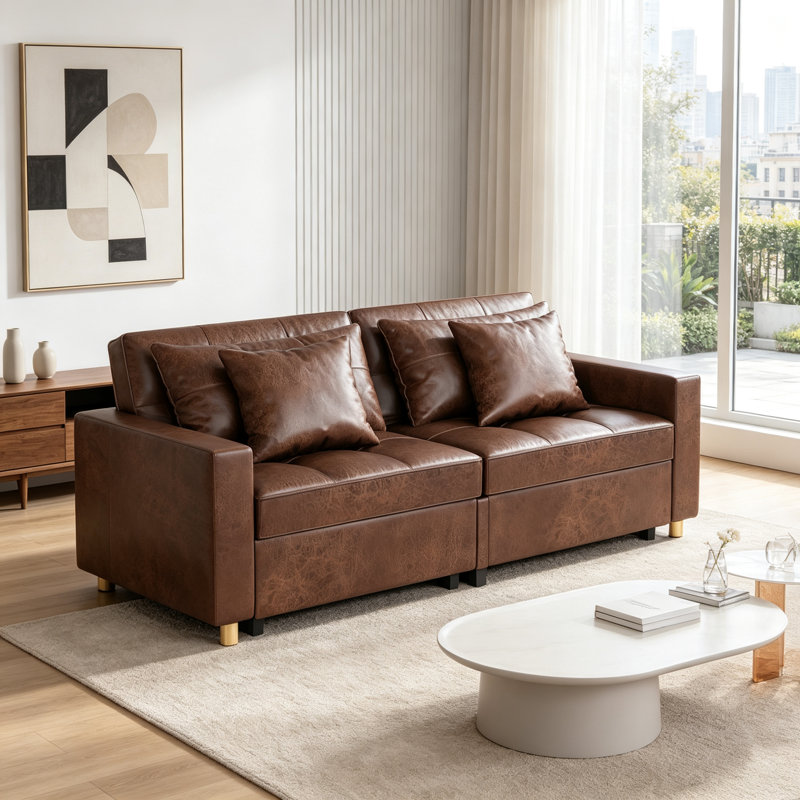 Anishka 2 Seater Faux Leather Sofa Bed
