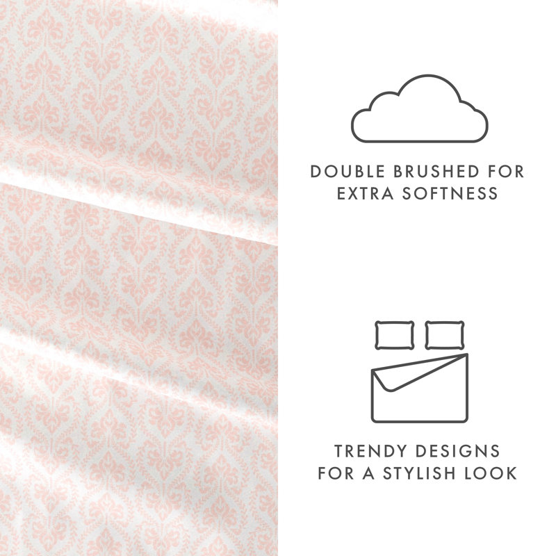Classic Pink Full/Double Microfiber 4-Piece Bed Sheet Set