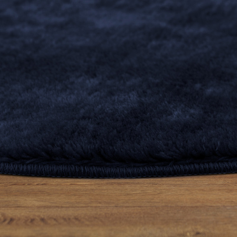 Tapis doux, doux, à poils courts, antidérapant, de couleur unie, lavable, Rond 6 pi 7 po, Marine