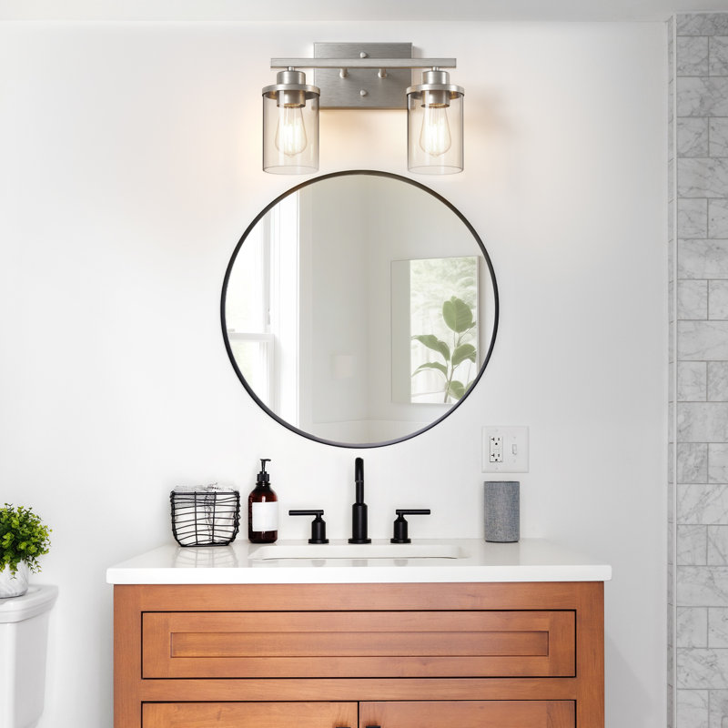 Dimmable Glass Vanity Light for Bathroom , Brushed Nickel, 2