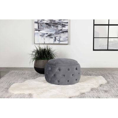 Repose-pieds de rangement rond en velours 28 po Elester