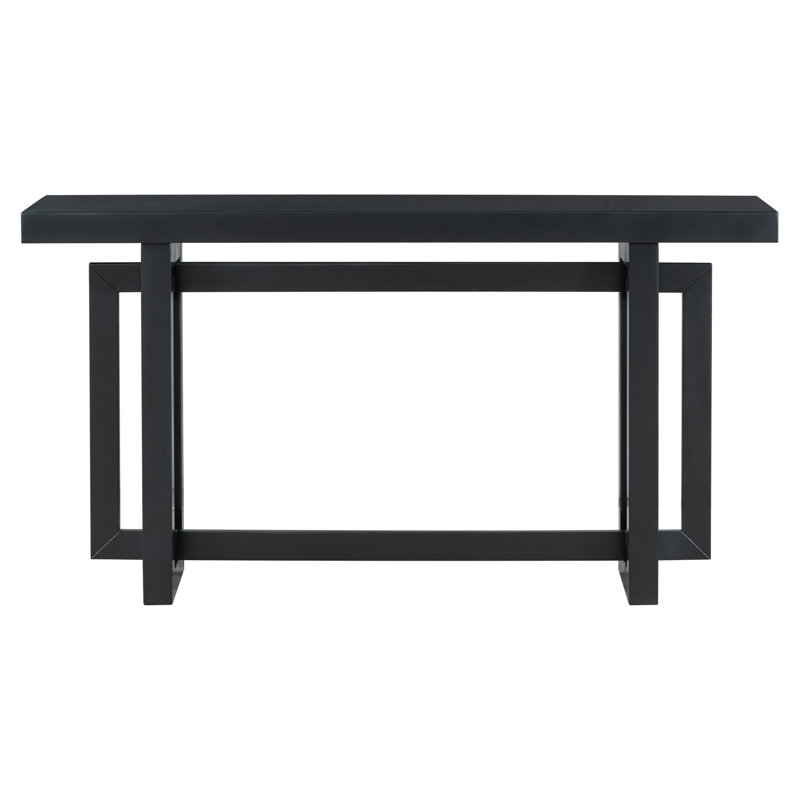 59.1" Painted Entryway Table With Pine Veneer,Unique Triple Rectangle Design Console Table With Thick Pine Wood Legs,Extra Long Sofa Table Versatile For Hallway, Living Room,Kitchen