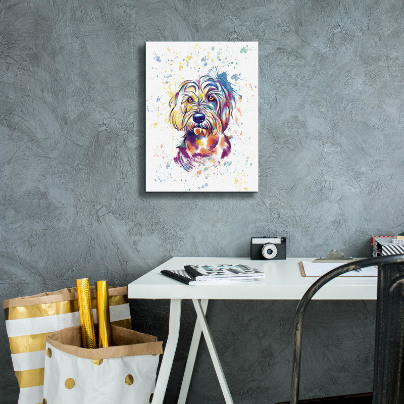 «Colorful Watercolor Goldendoodle 2» par Furbaby Affiliates, art mural sur toile, H 16 po x l 12 po x P 0,75 po