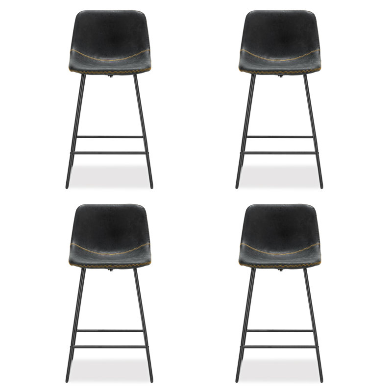 Tabouret de bar et de comptoir Hambrook, Noir, Tabouret de comptoir (siège d'une hauteur de 24 p, 4