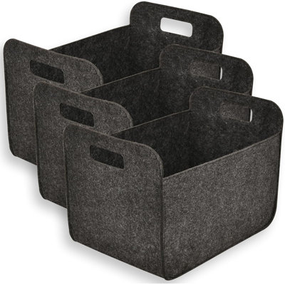 3-Pack of 40x30x30cm Felt Storage Basket, Collapsible & Convenient Box Organizer