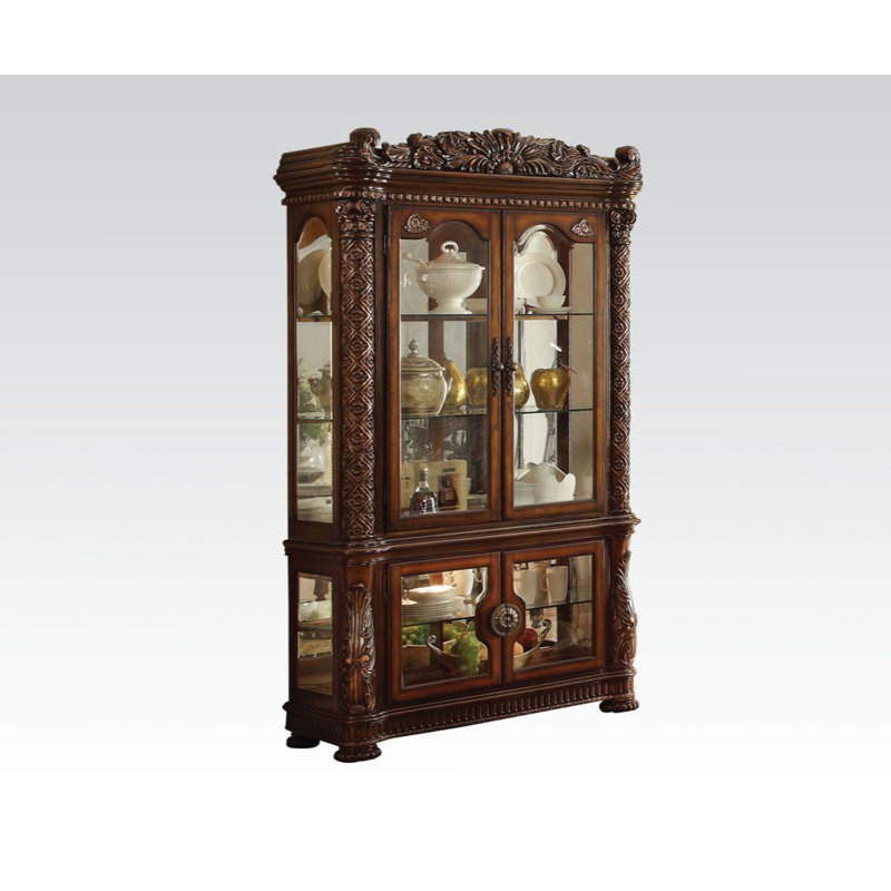 Mirrored Back Lighted Curio Cabinet