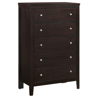 Commode 5 tiroirs brun chaud