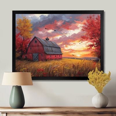 «Autumn Red Barn Breeze II» - reproduction d'art murale grange