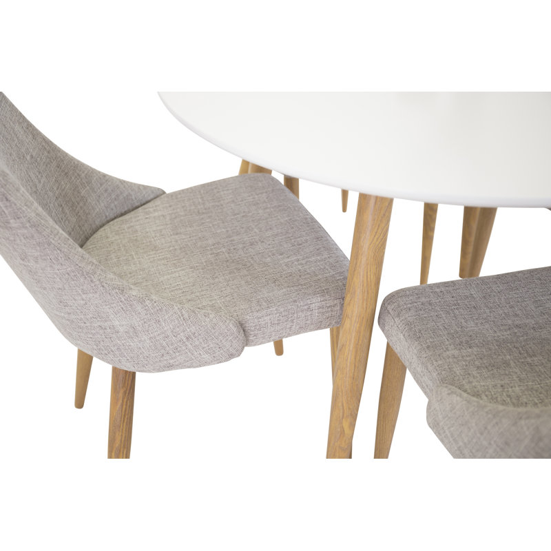 Australe 4 - Person Dining Set, Light Grey/Oak, White, Oak