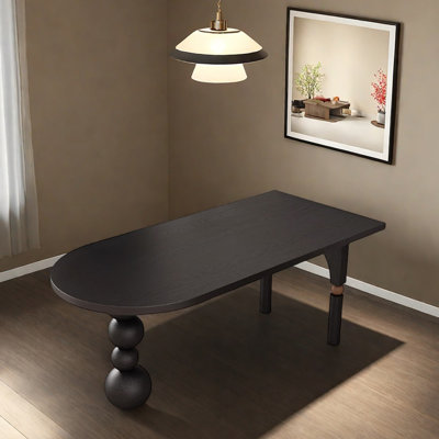 Table de salle à manger noire durable en bois de frêne