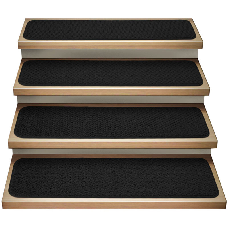 Tapis d'escalier noir, Rectangle 8 po x 1 pi 11,5 po