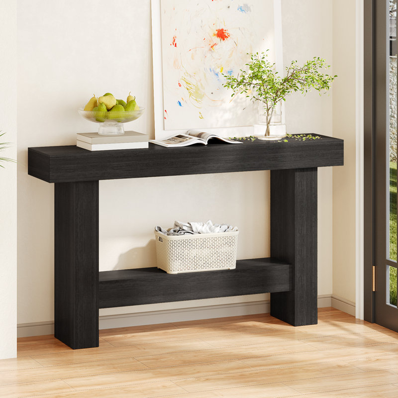 Modern 55"Narrow Console Table，Wooden Sofa Table Entryway Table, Black