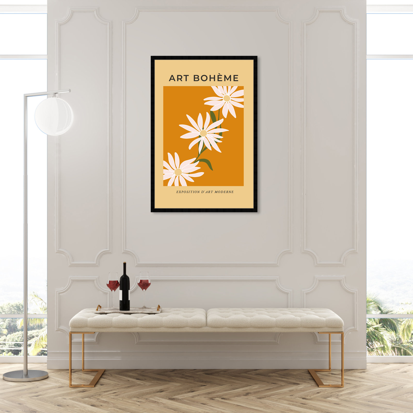 French White Daisy by Oliver Gal, Black Framed Paper, 47" H x 32" W