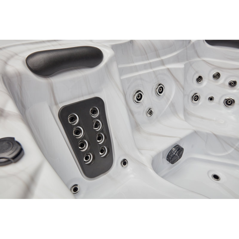 Gray and White 5-Person Luxury Hot Tub with Jets and Ozonator