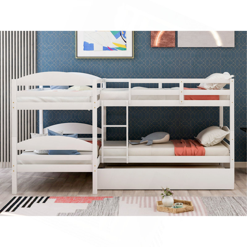 Lit simple en L avec lit gigogne
