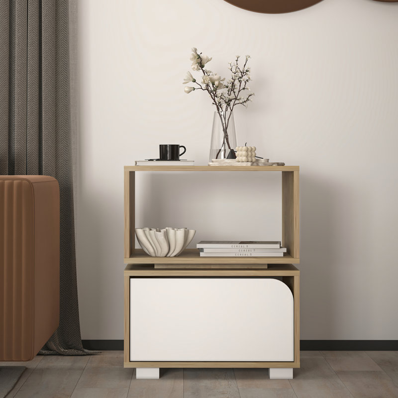 End Table, Oak Body / White Door