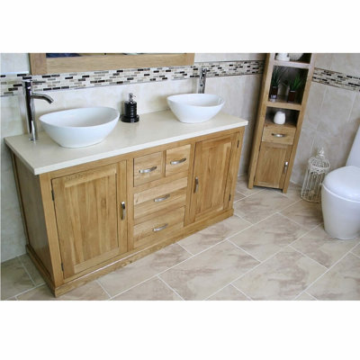 Degraw 1430mm Double Bathroom Vanity with Vessel Ceramic Basin