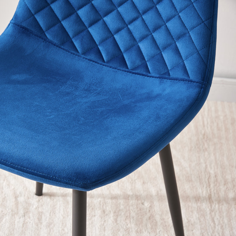 Brienna Velvet Upholstered Armless Dining Chair, Blue Velvet, Black