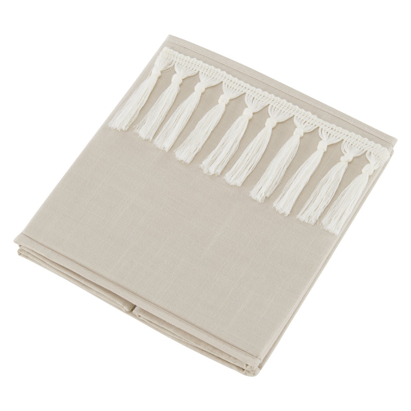 Taupe and Ivory Boho Fringe Foldable Fabric Storage Bins