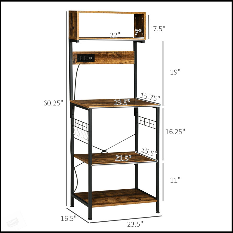Étagère de cuisine avec prises de courant, chargeurs USB et tablettes réglables pour un rangement et une organisation modernes