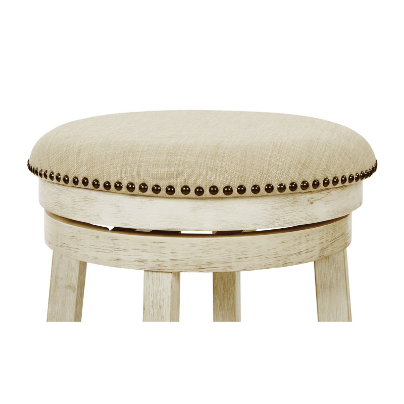Tabouret de comptoir pivotant 26 po Beedle, Blanc antique / brun clair