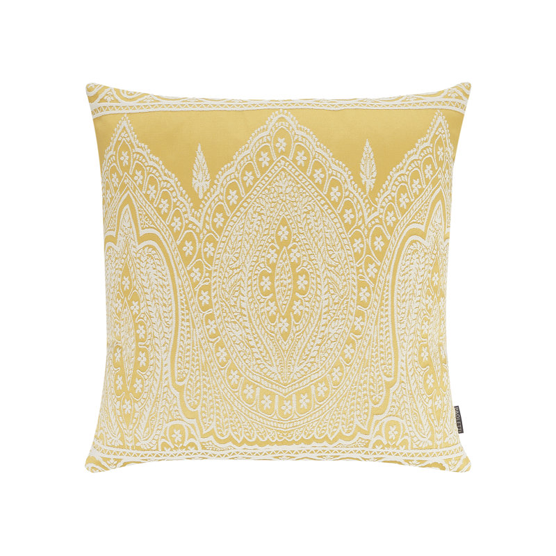 Han Paisley Square Throw Pillow Cover, Yellow