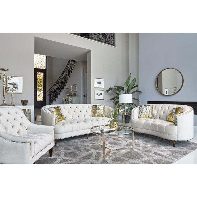 Causeuse Burntwood, Velours blanc cassé, Brun