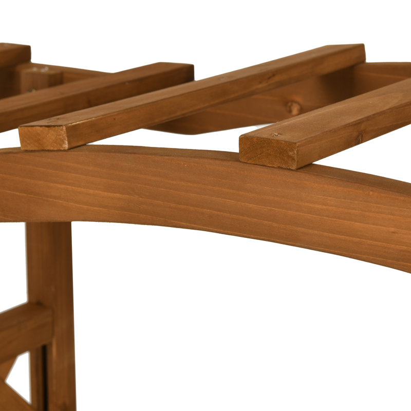 Brown Solid Wood Raised Garden Bed with Trellis and Hanging Roof