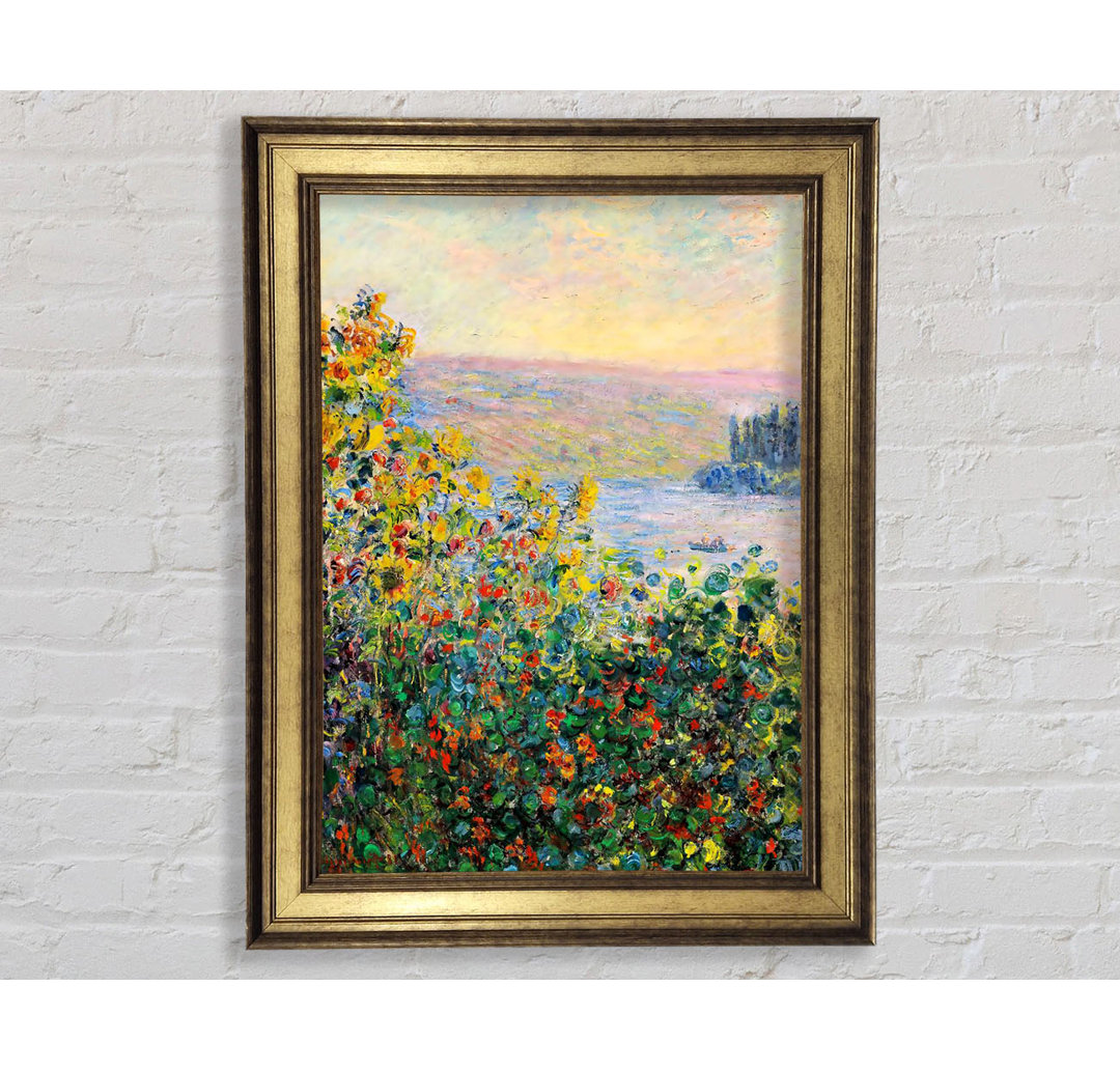 Monet Blumenbeete in Vetheuil - Einzelne Bilderrahmen Kunstdrucke