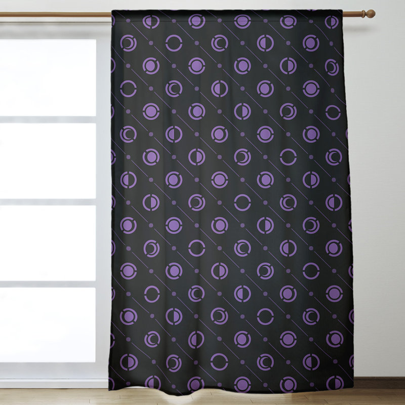 Panneau de rideau simple obscurcissant et isolant avec passe-tringle classique Moon phases, Noir/mauve